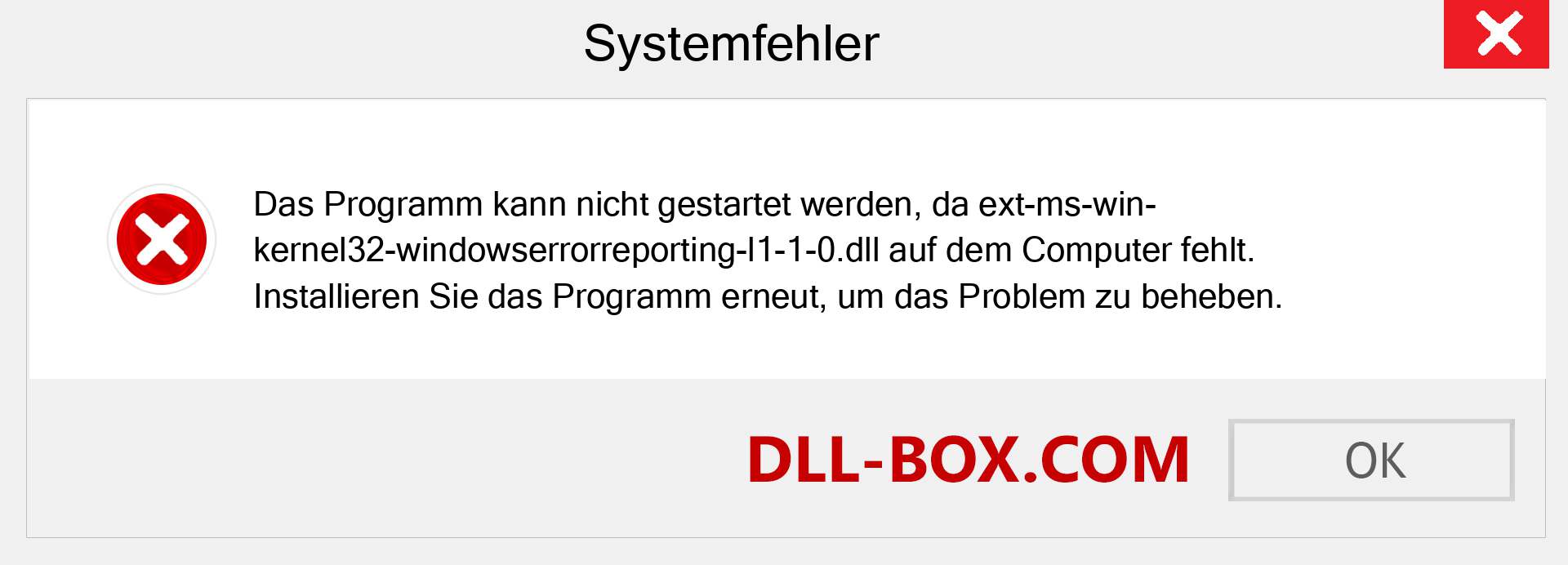 ext-ms-win-kernel32-windowserrorreporting-l1-1-0.dll-Datei fehlt?. Download für Windows 7, 8, 10 - Fix ext-ms-win-kernel32-windowserrorreporting-l1-1-0 dll Missing Error unter Windows, Fotos, Bildern